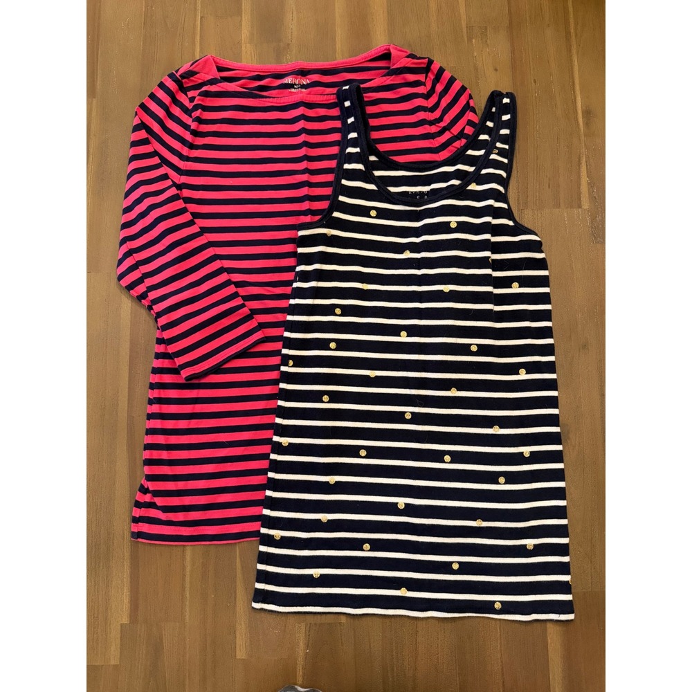 Merona & A New Day Striped Boatneck Long Sleeve Top & Tank Top Set M L‎